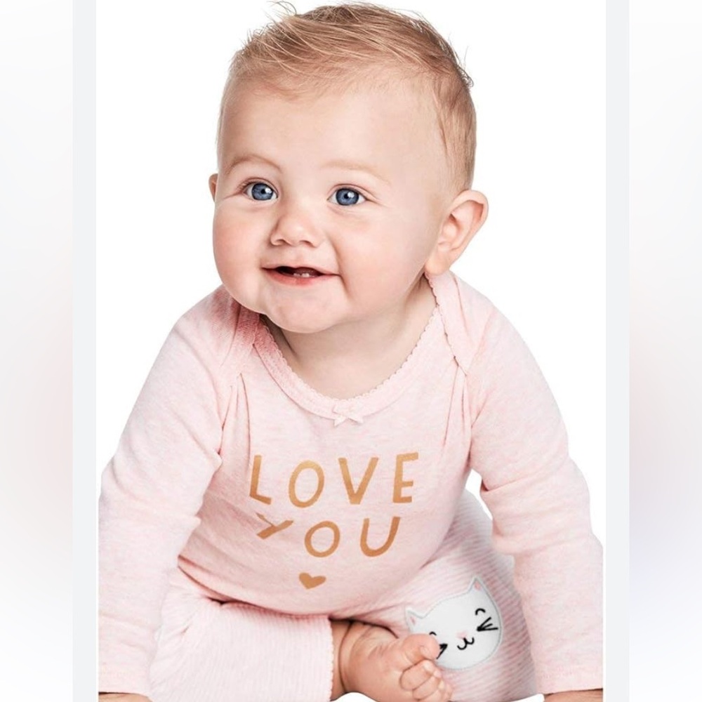 🍓3/$10 Carter's Light Pink Long Sleeve Tee with Gold Print size 6m